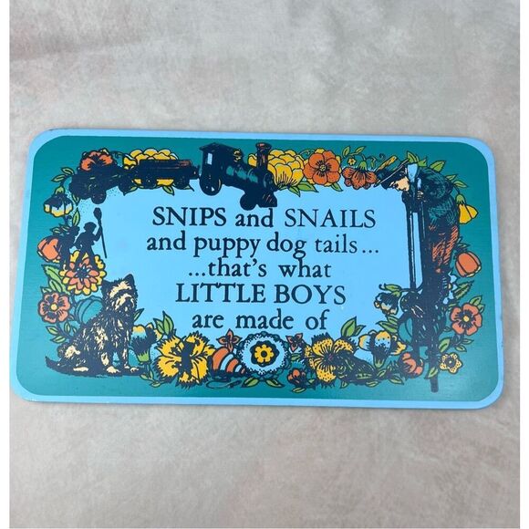 Vintage 1970s Little Boys Nursery Snips & Snails Artwork - Picture 1 of 9